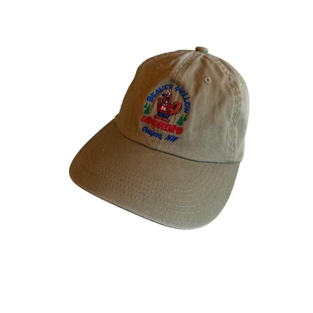 Baseball Cap Khaki Beaver Hollow Campground Ossipee NH Dad Hat